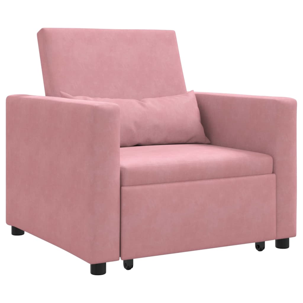 Einzel-Schlafsofa mit Rädern Hellrosa 90 x 165 x 87 cm Samt