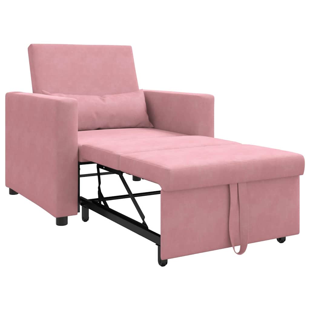 Einzel-Schlafsofa mit Rädern Hellrosa 90 x 165 x 87 cm Samt