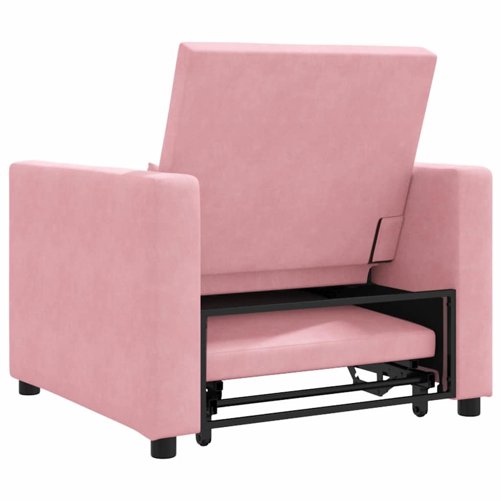 Einzel-Schlafsofa mit Rädern Hellrosa 90 x 165 x 87 cm Samt