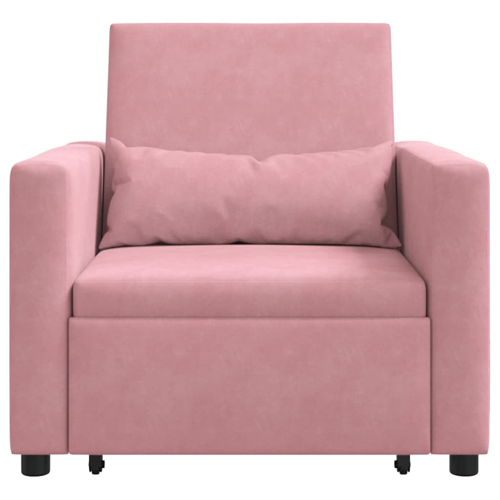 Einzel-Schlafsofa mit Rädern Hellrosa 90 x 165 x 87 cm Samt