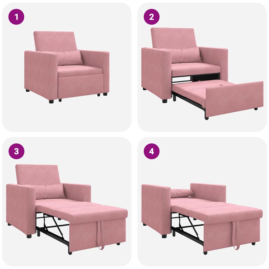 Einzel-Schlafsofa mit Rädern Hellrosa 90 x 165 x 87 cm Samt