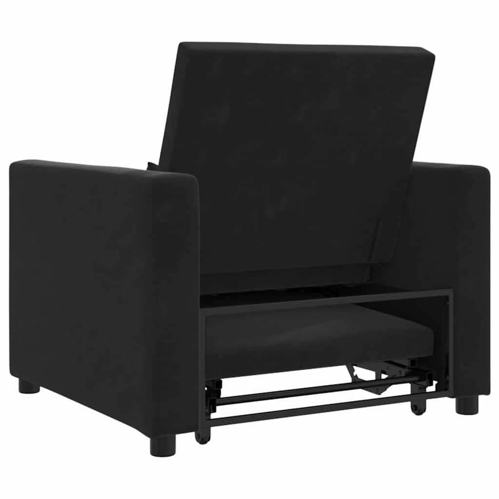 Einzel-Schlafsofa mit Rädern Schwarz 90 x 165 x 87 cm Samt