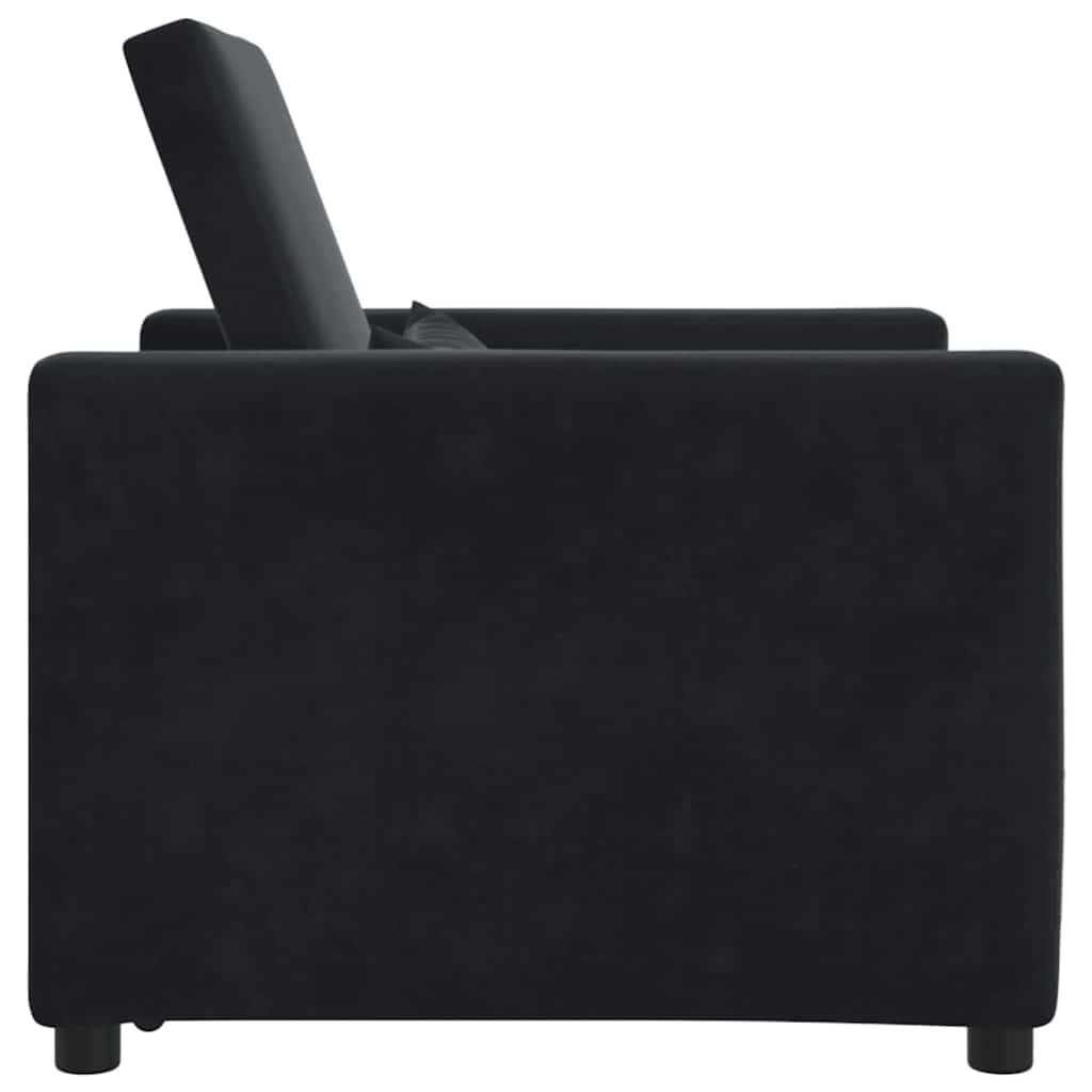 Einzel-Schlafsofa mit Rädern Schwarz 90 x 165 x 87 cm Samt