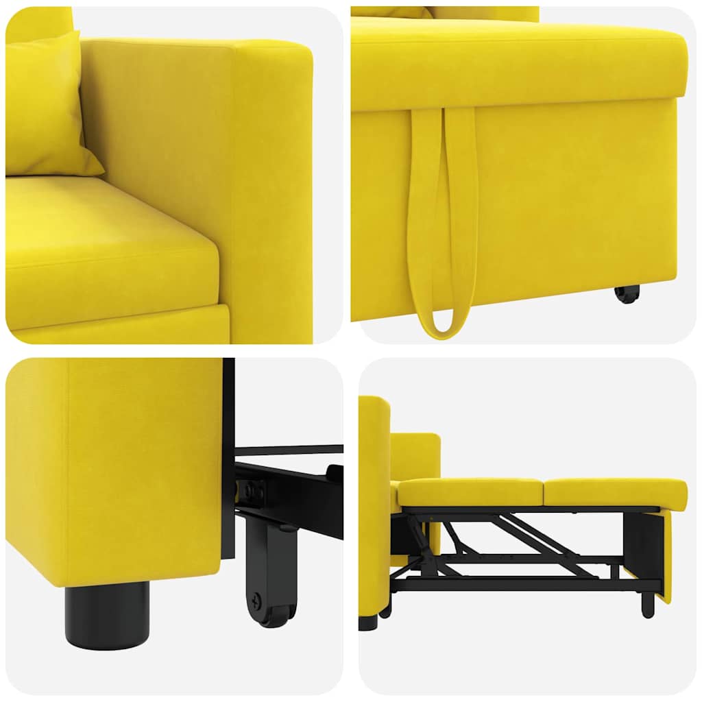 Einzel-Schlafsofa mit Rädern Gelb 90 x 165 x 87 cm Samt