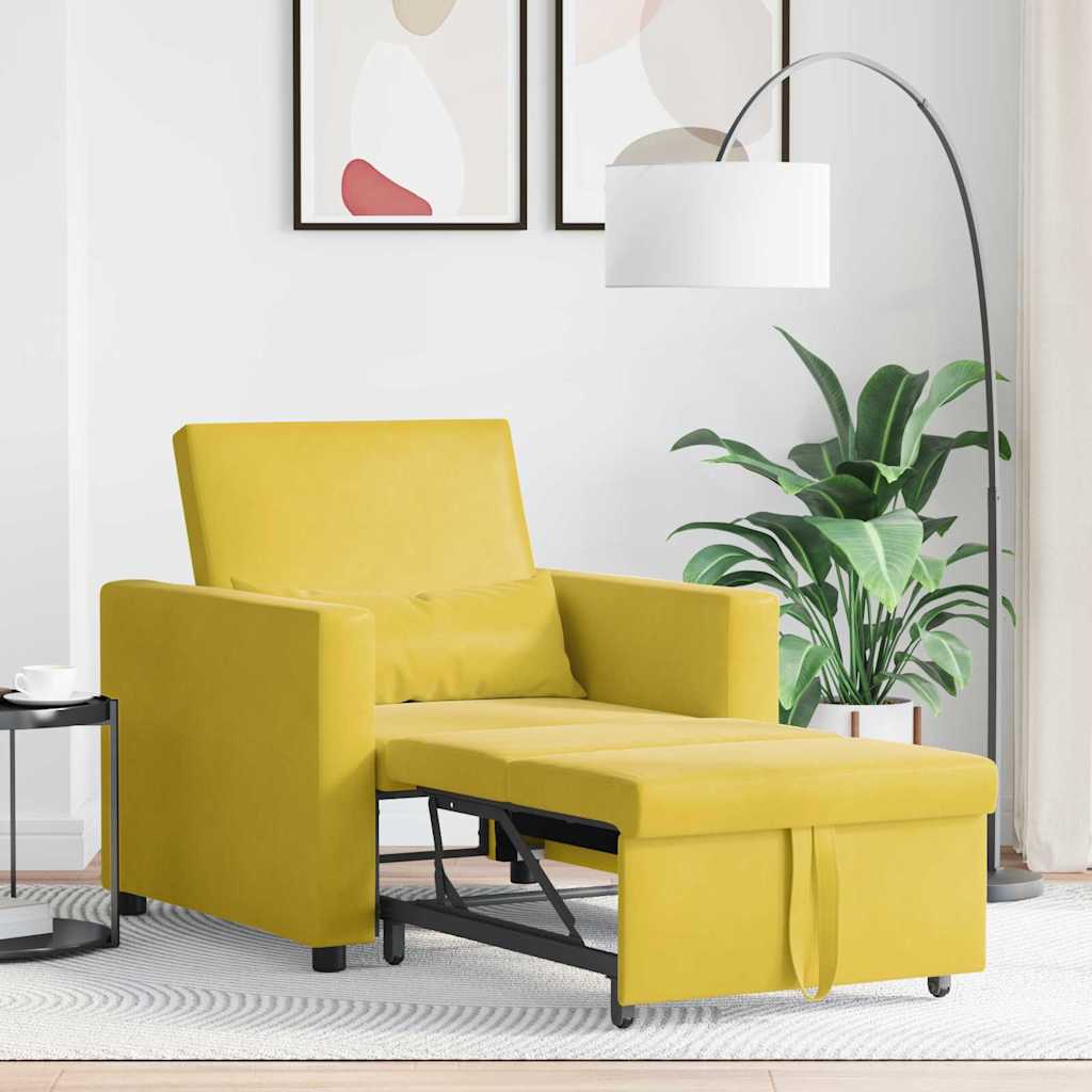 Einzel-Schlafsofa mit Rädern Gelb 90 x 165 x 87 cm Samt