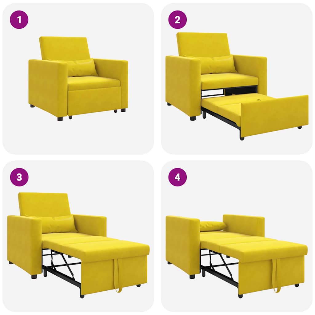 Einzel-Schlafsofa mit Rädern Gelb 90 x 165 x 87 cm Samt