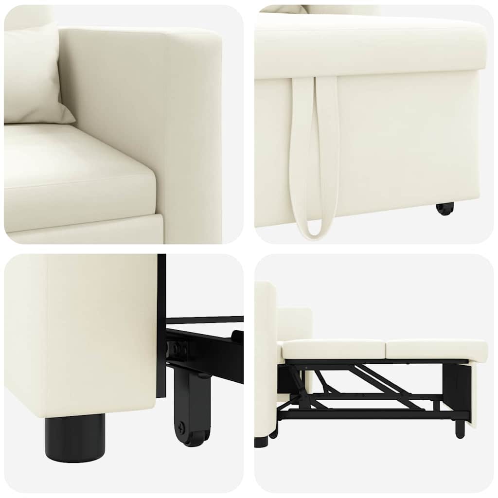 Einzel-Schlafsofa mit Rädern Creme 90 x 165 x 87 cm Samt
