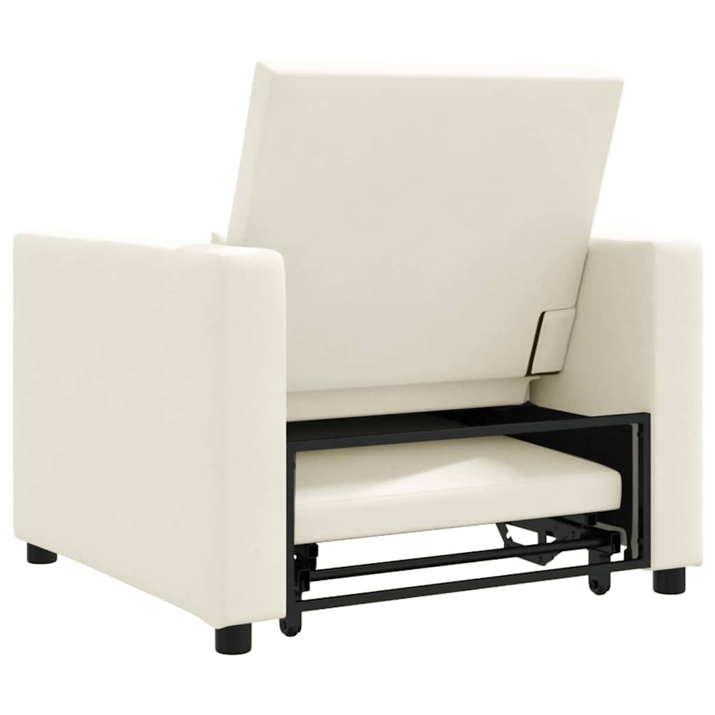 Einzel-Schlafsofa mit Rädern Creme 90 x 165 x 87 cm Samt