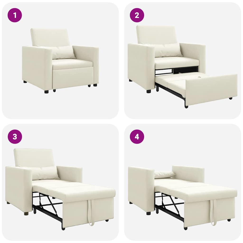 Einzel-Schlafsofa mit Rädern Creme 90 x 165 x 87 cm Samt