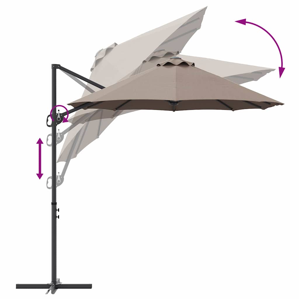Garten-Kantilever-Pergola Taupe 372 x 198 x 243 cm