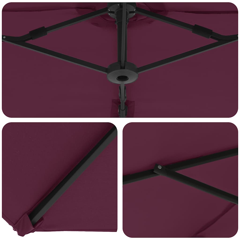 Garten-Kantilever-Pergola Bordeauxrot 372 x 198 x 243 cm
