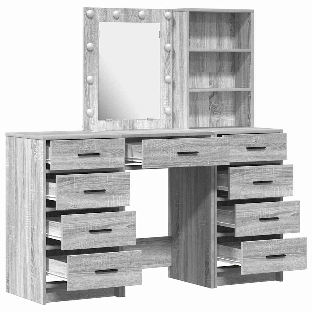 Schminktisch 3 pcs Grau 40 x 41 x 135 cm Holzwerkstoff