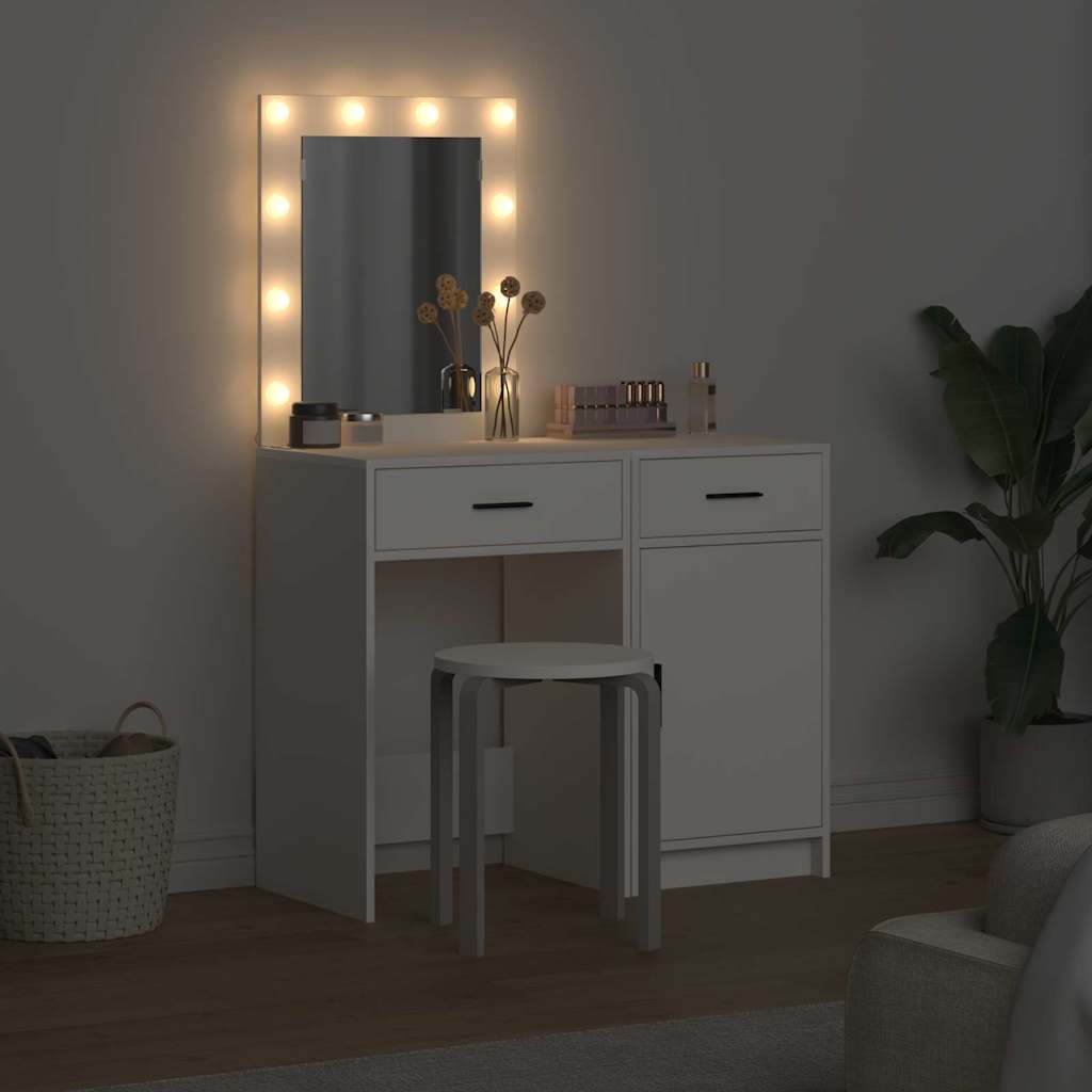 Schminktisch mit Tür 2 pcs Weiß 50 x 41 x 135 cm Holzwerkstoff