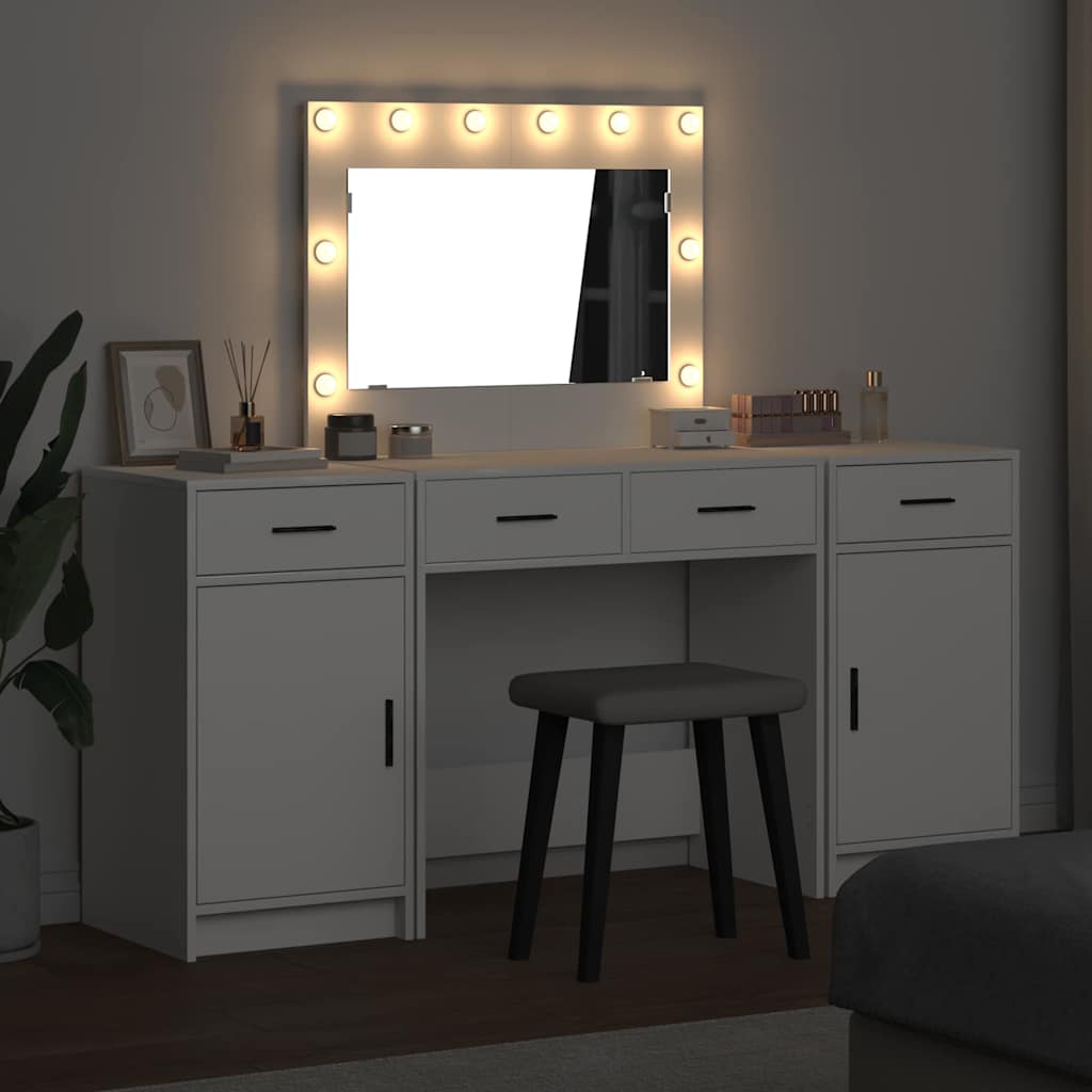 Schminktisch mit Tür 3 pcs Weiß 40 x 41 x 75 cm Holzwerkstoff