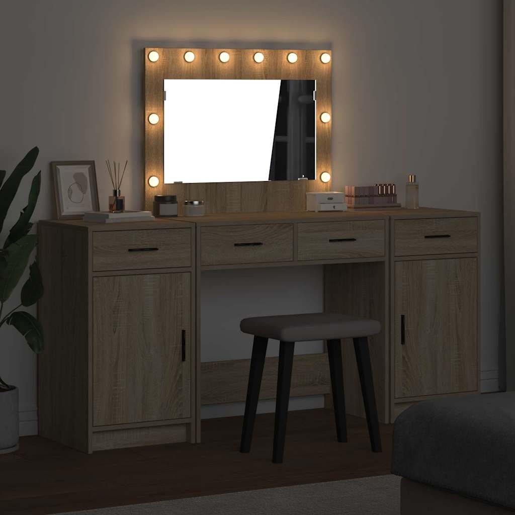 Schminktisch mit Tür 3 pcs Braun 40 x 41 x 75 cm Holzwerkstoff