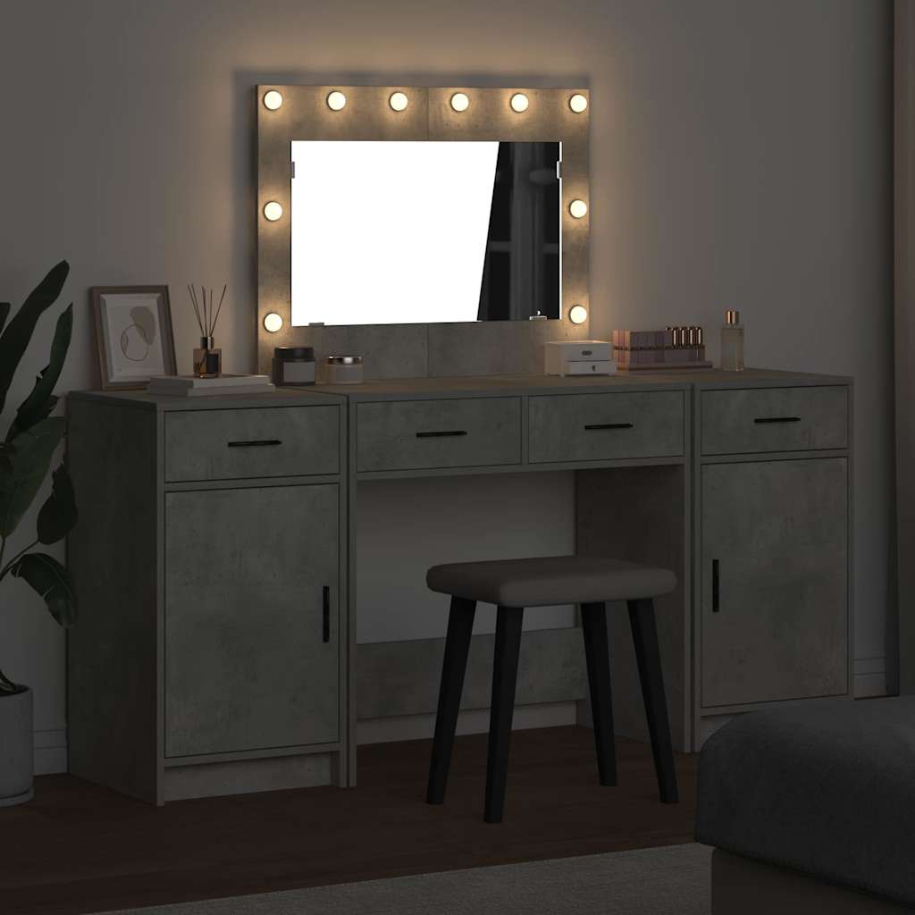 Schminktisch mit Tür 3 pcs Grau 40 x 41 x 75 cm Holzwerkstoff