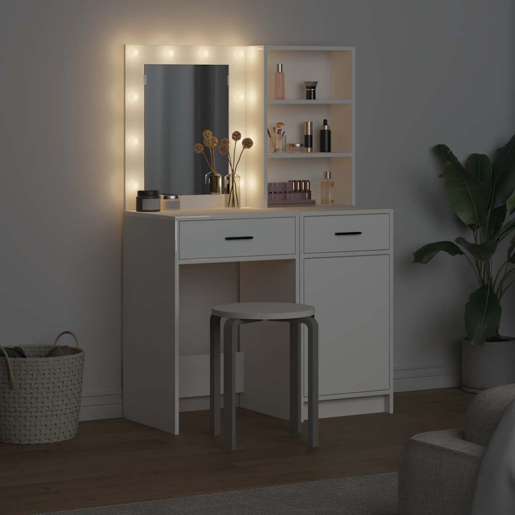 Schminktisch mit Tür 2 pcs Weiß 50 x 41 x 135 cm Holzwerkstoff