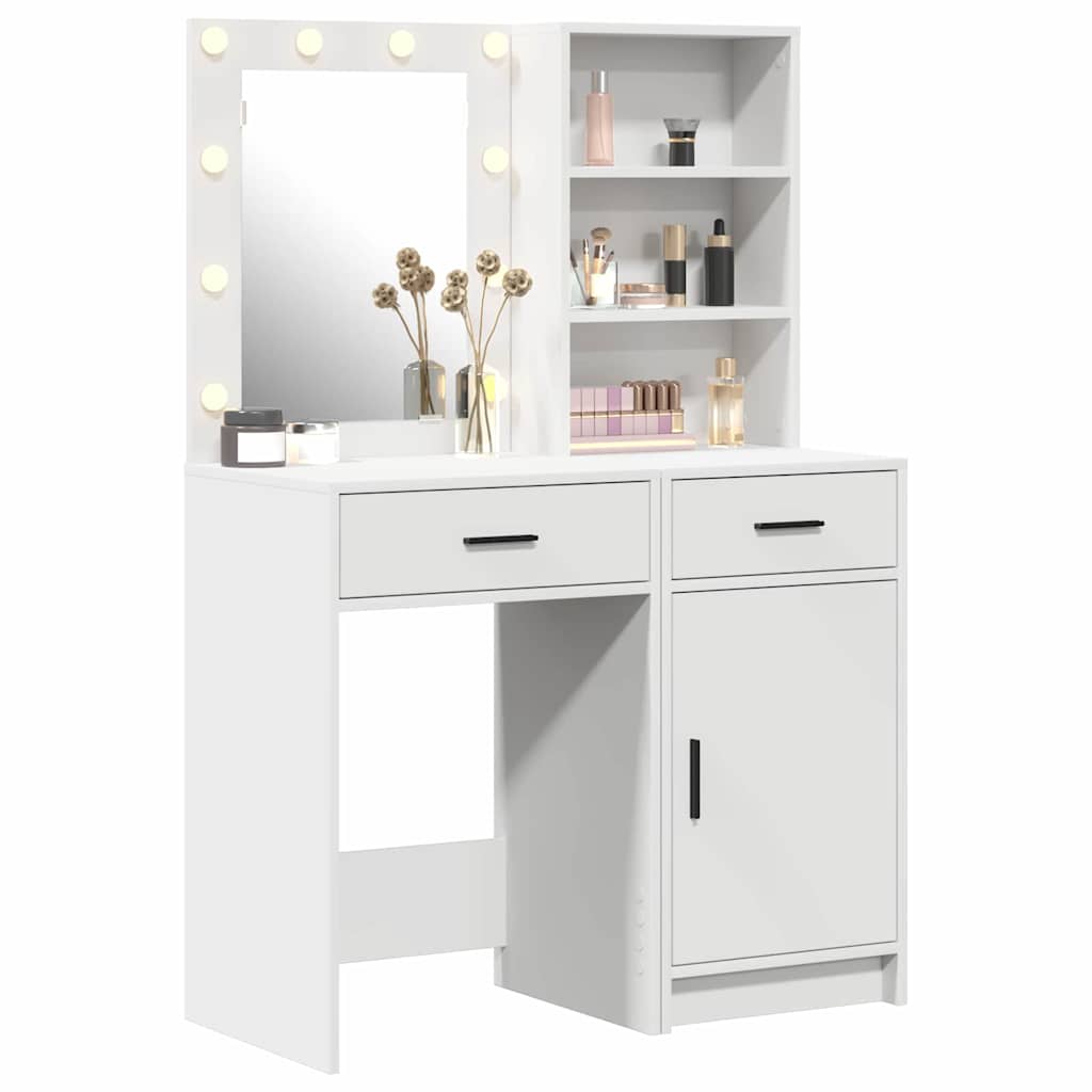 Schminktisch mit Tür 2 pcs Weiß 50 x 41 x 135 cm Holzwerkstoff