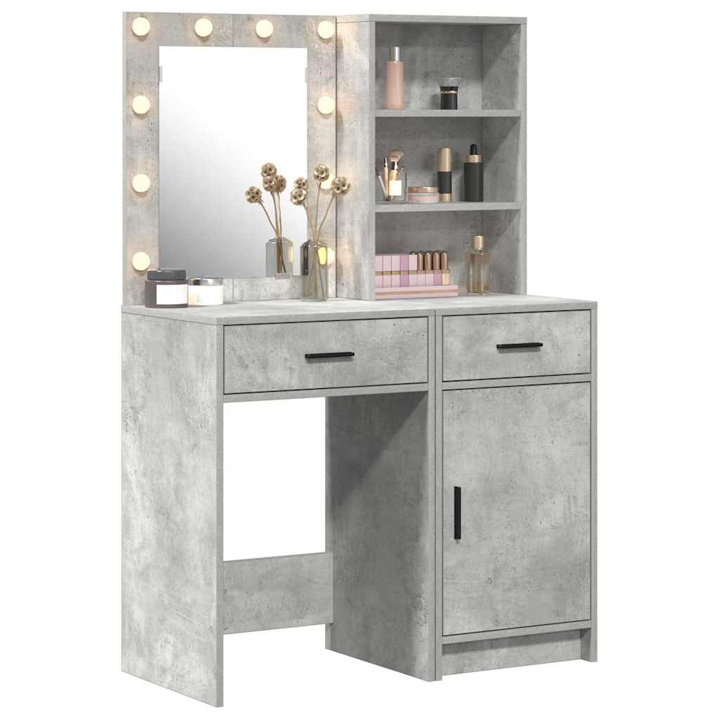 Schminktisch Set mit Regal 2 pcs Beton Grau 50 x 41 x 135 cm