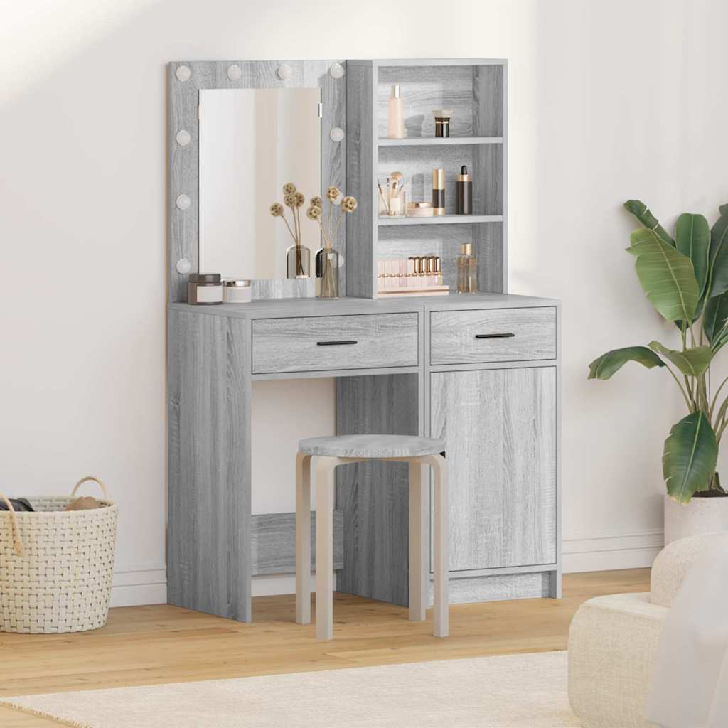 Schminktisch Set mit Regal 2 pcs Grau Sonoma 50 x 41 x 135 cm