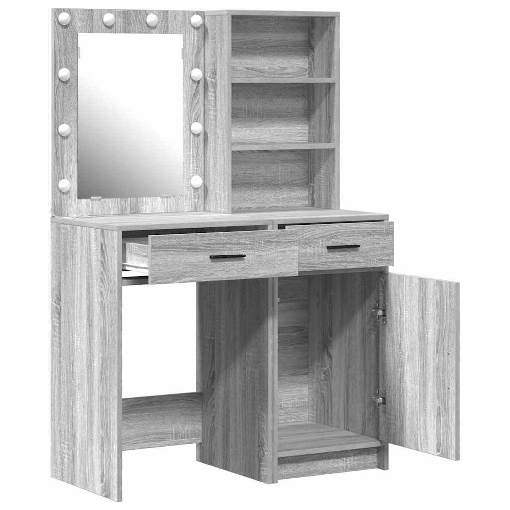 Schminktisch Set mit Regal 2 pcs Grau Sonoma 50 x 41 x 135 cm