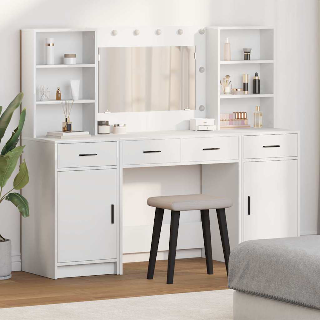 Schminktisch Set 3 pcs Weiß 78,5 x 41 x 135 cm Holzwerkstoff