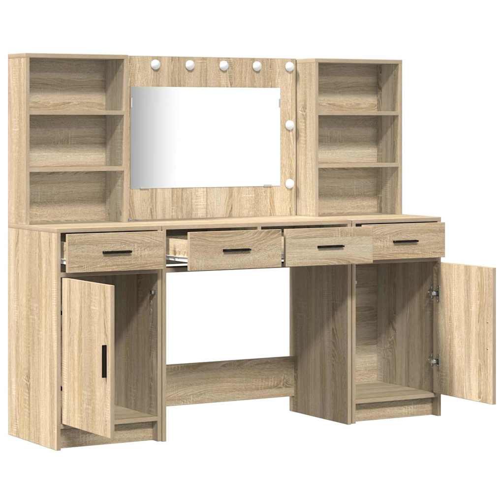 Schminktisch Set mit Tür 3 pcs Sonoma-Eiche 78,5 x 41 x 135 cm