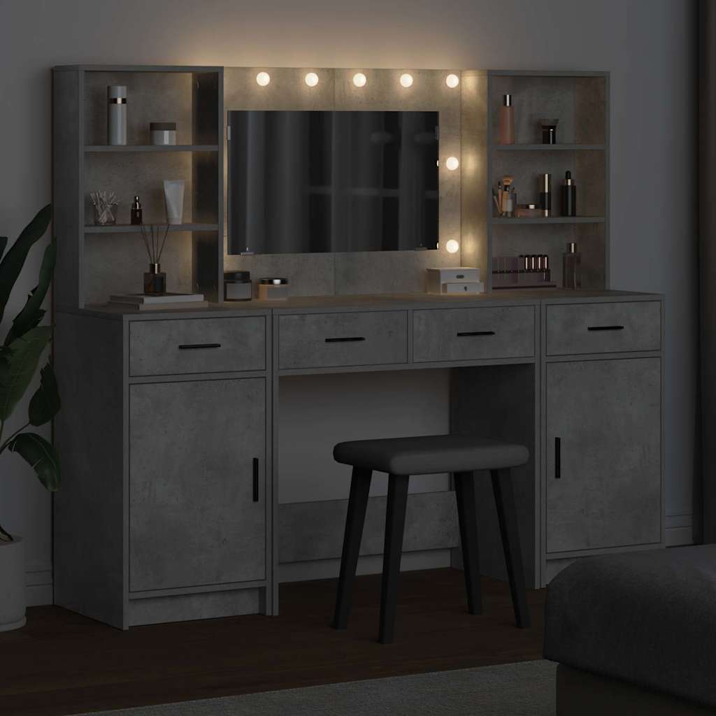 Schminktisch Set mit Regal 3 pcs Beton Grau 78,5 x 41 x 135 cm