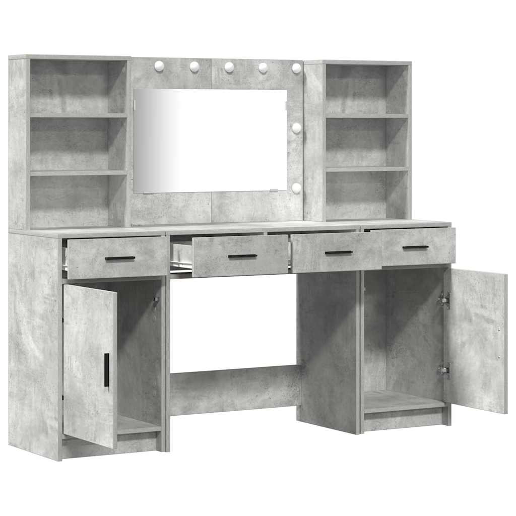 Schminktisch Set mit Regal 3 pcs Beton Grau 78,5 x 41 x 135 cm