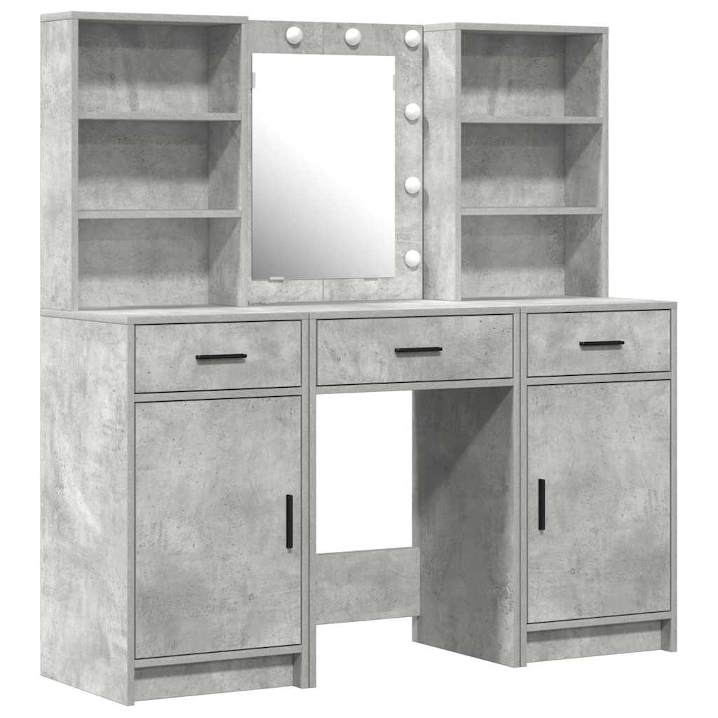 Schminktisch Set mit Regal 3 pcs Beton Grau 50 x 41 x 135 cm