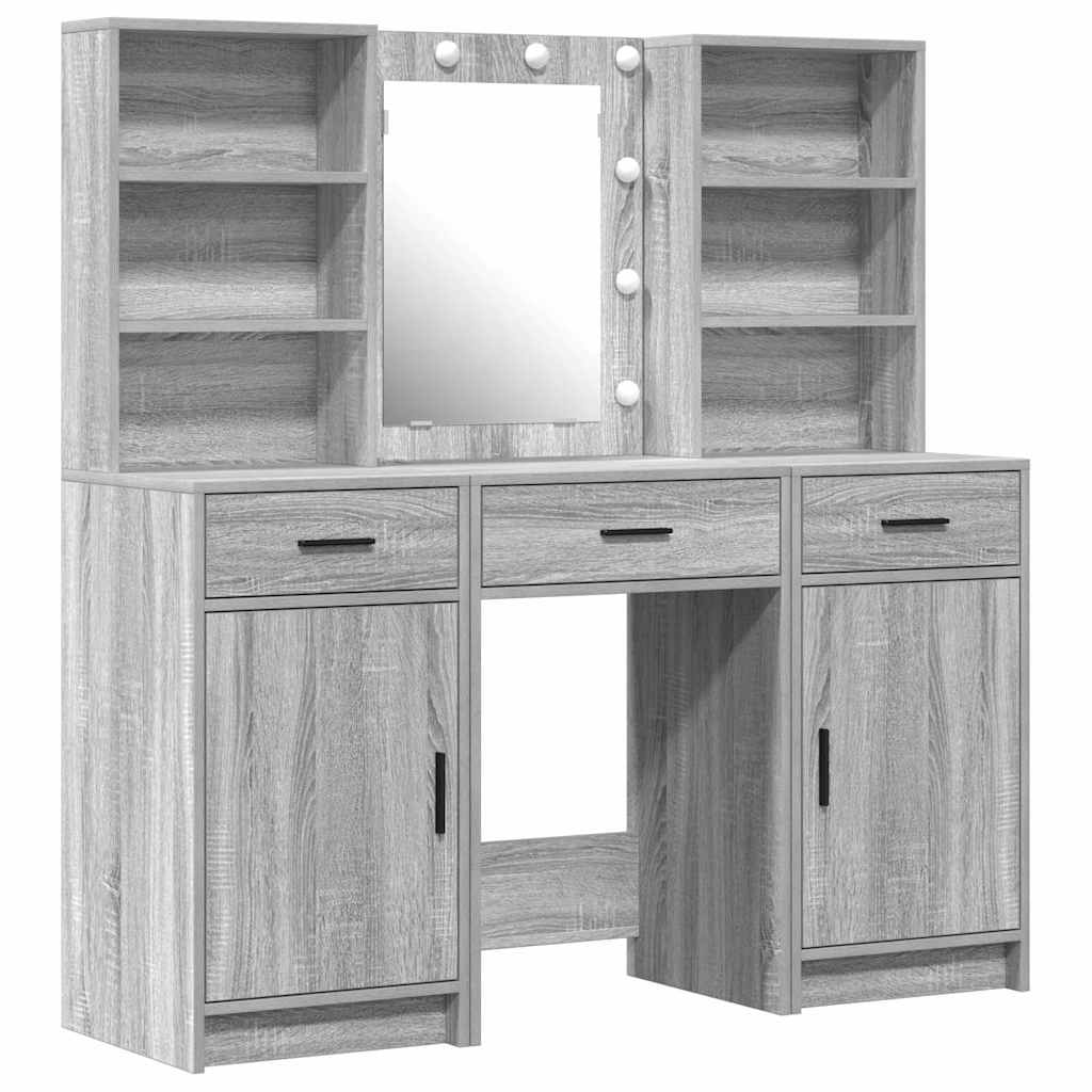 Schminktisch Set mit Regal 3 pcs Grau Sonoma 50 x 41 x 135 cm
