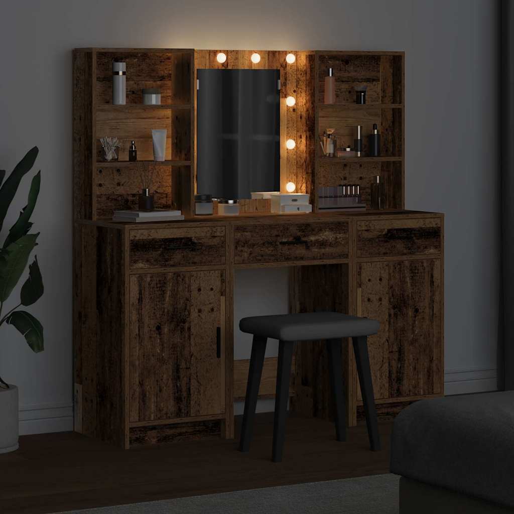 Schminktisch Set 3 pcs Altholz 50 x 41 x 135 cm Holzwerkstoff