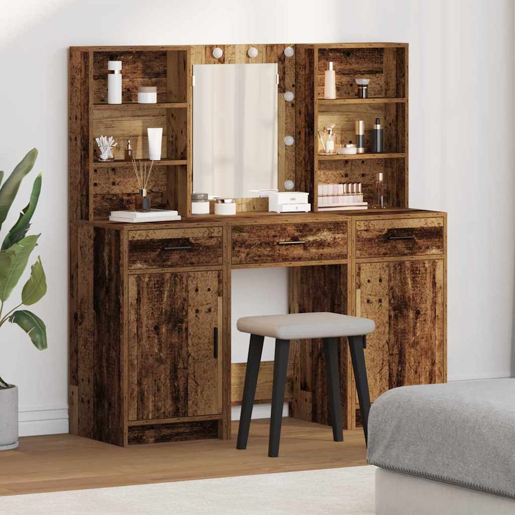 Schminktisch Set 3 pcs Altholz 50 x 41 x 135 cm Holzwerkstoff