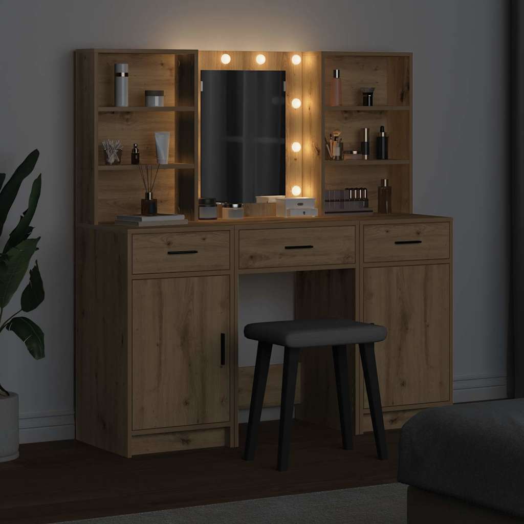 Schminktisch Set mit Regal 3 pcs Artisan-Eiche 50 x 41 x 135 cm
