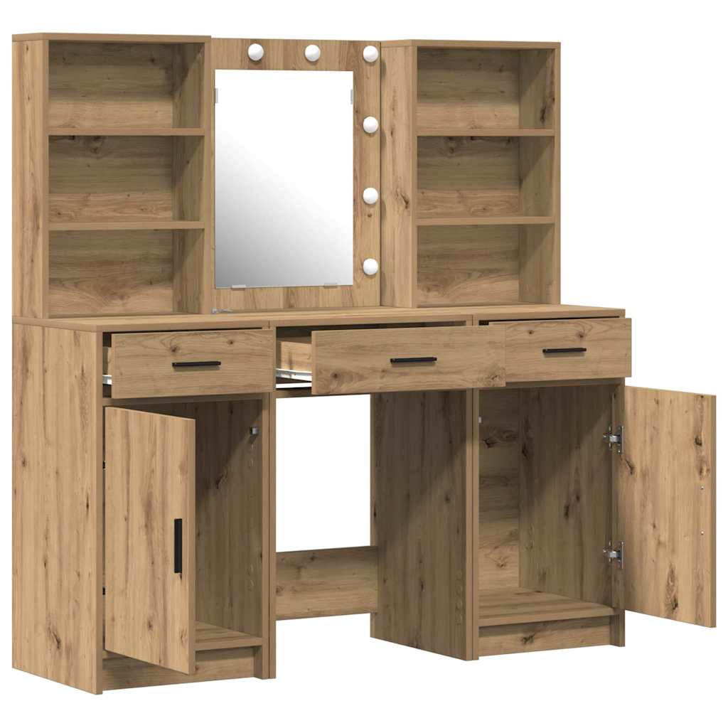Schminktisch Set mit Regal 3 pcs Artisan-Eiche 50 x 41 x 135 cm