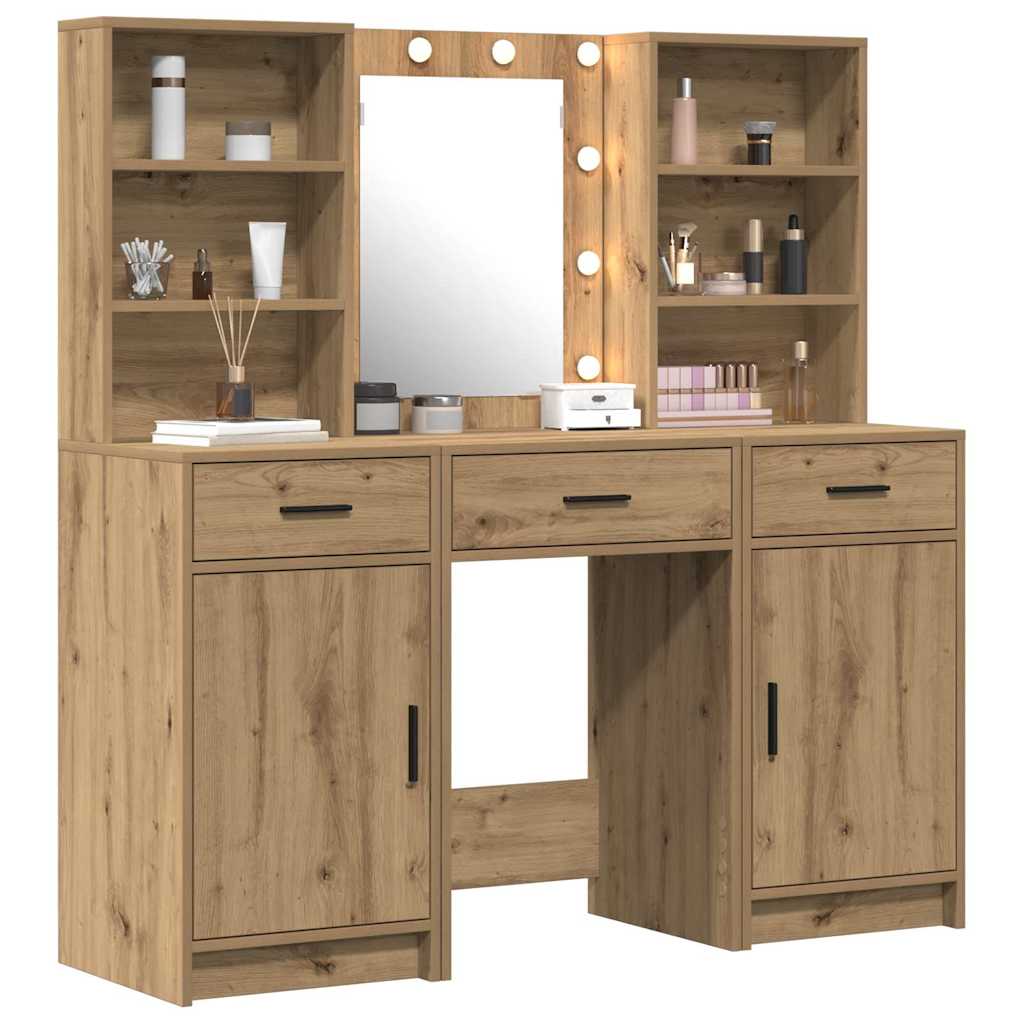 Schminktisch Set mit Regal 3 pcs Artisan-Eiche 50 x 41 x 135 cm