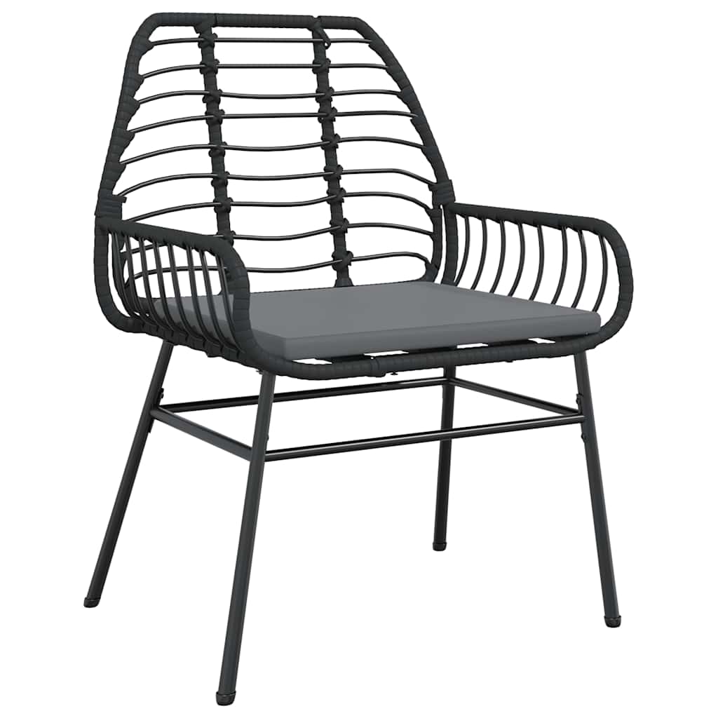 5-tlg. Garten-Essgruppe mit Kissen Schwarz Poly Rattan Glas