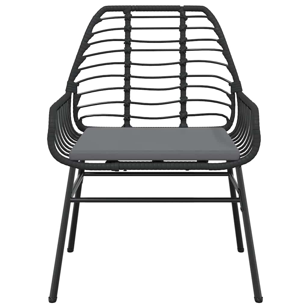 5-tlg. Garten-Essgruppe mit Kissen Schwarz Poly Rattan Glas