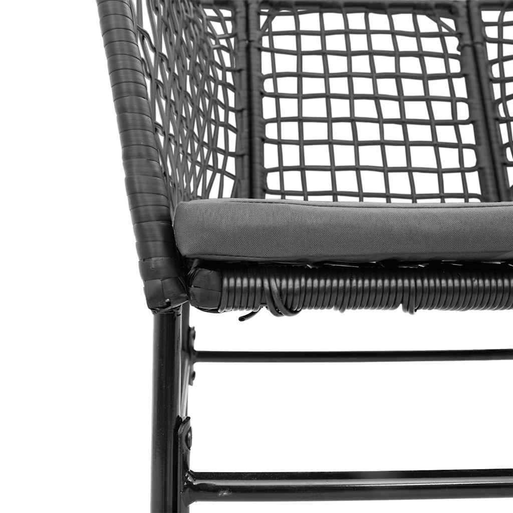 5-tlg. Garten-Essgruppe mit Kissen Schwarz Poly Rattan Glas