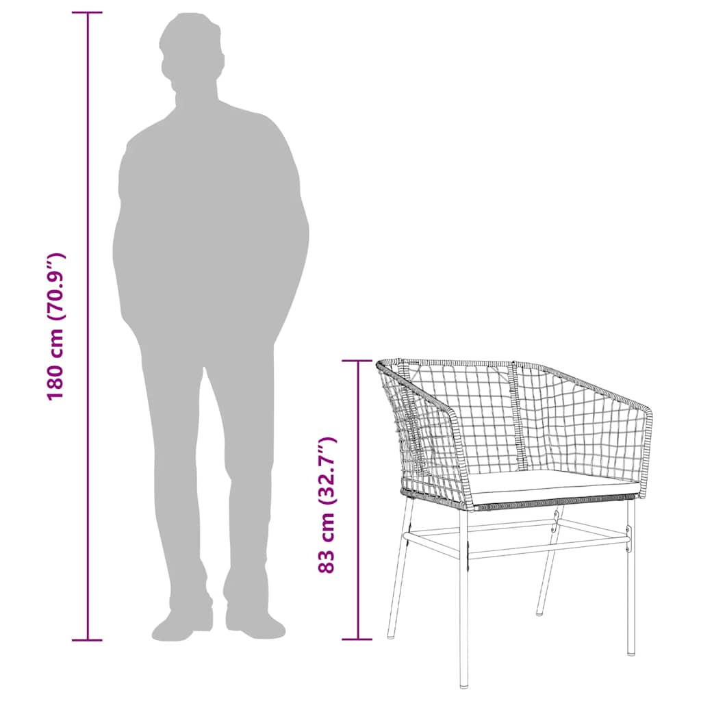 5-tlg. Garten-Essgruppe mit Kissen Schwarz Poly Rattan Glas