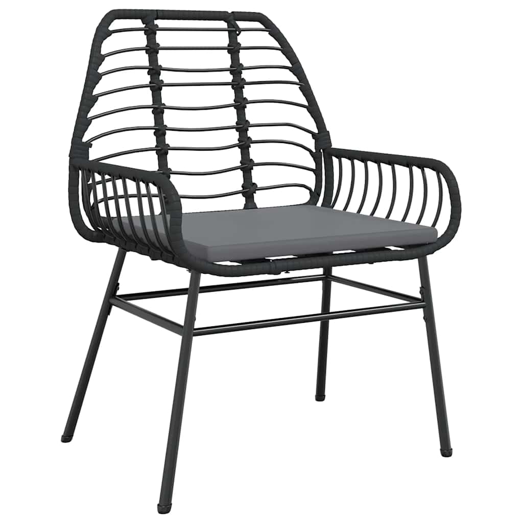5-tlg. Garten-Essgruppe mit Kissen Schwarz Poly Rattan Glas