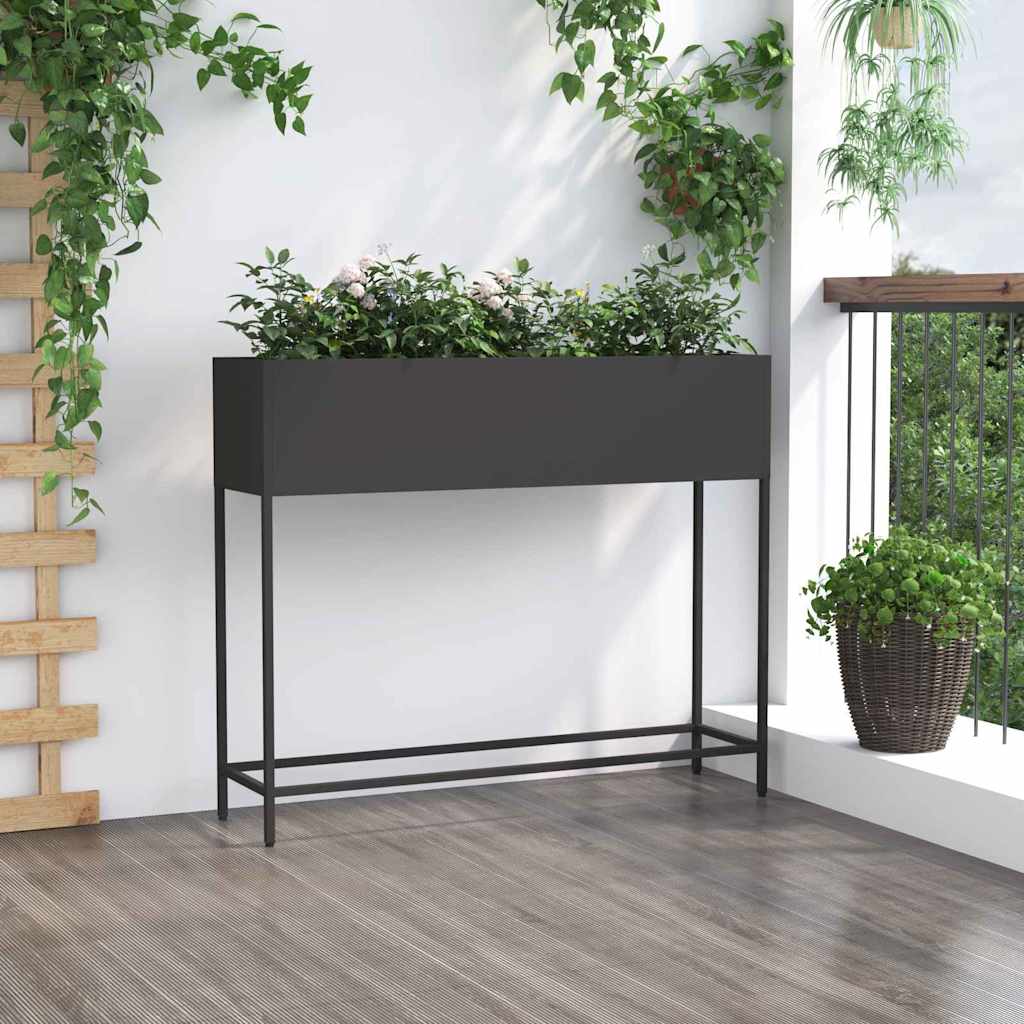 Hochbeet Gartenpflanzer Schwarz 100 x 26 x 82 cm Stahl