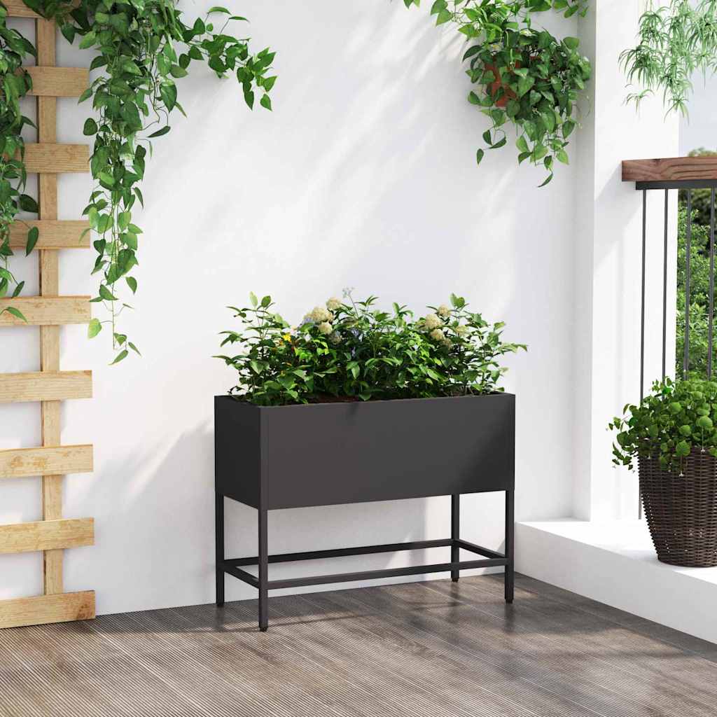 Hochbeet Gartenpflanzer Schwarz 60 x 26 x 45 cm Stahl
