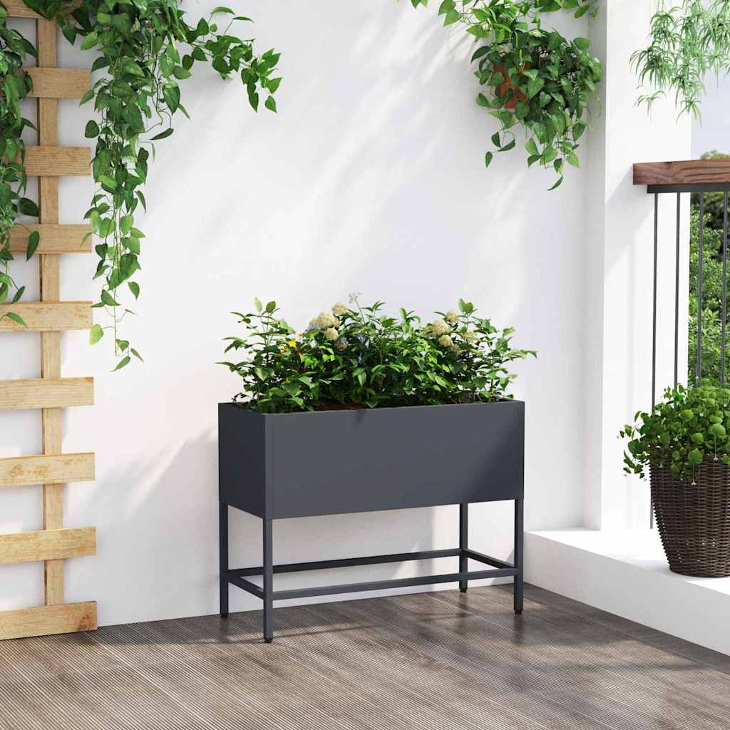 Hochbeet Gartenpflanzer Anthrazit 60 x 26 x 45 cm Stahl