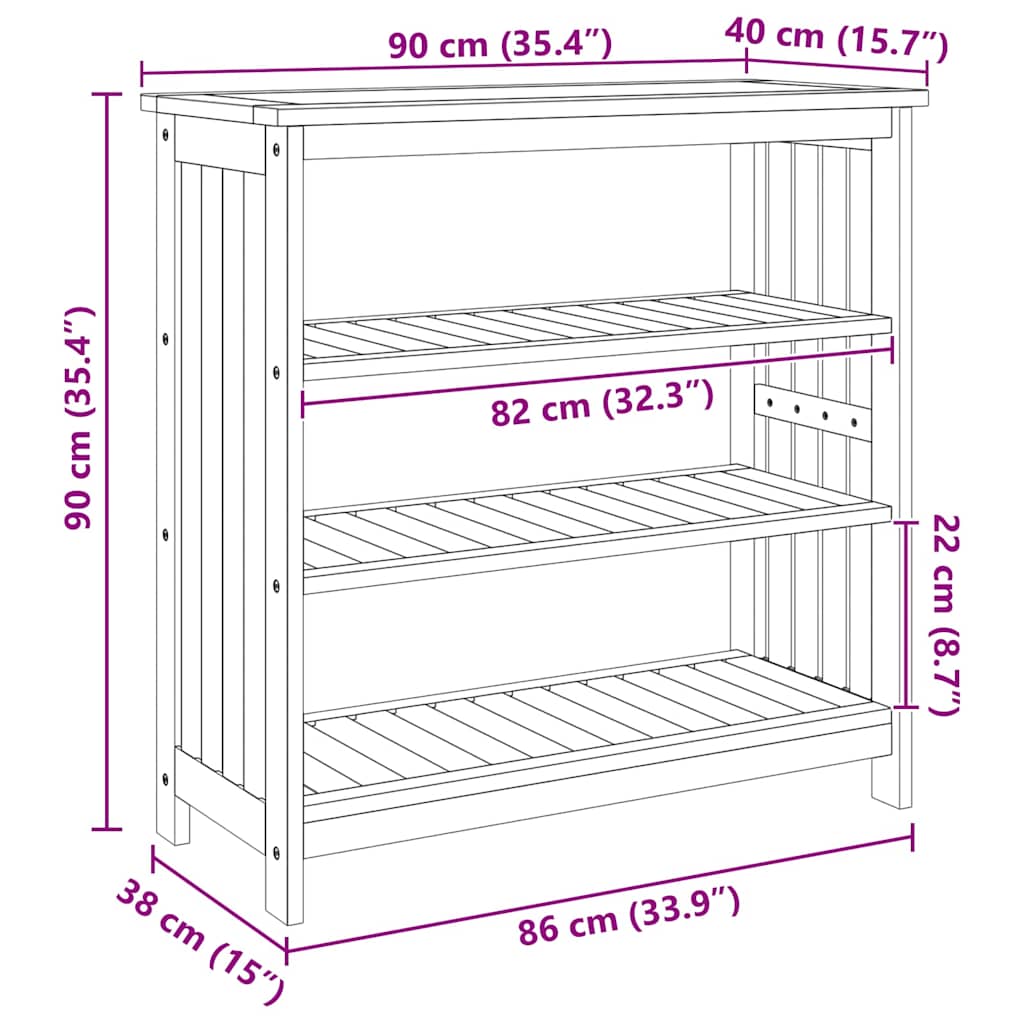 Garten-Schrank mit Regal Braun 75 x 35 x 70cm Massivholz Akazie