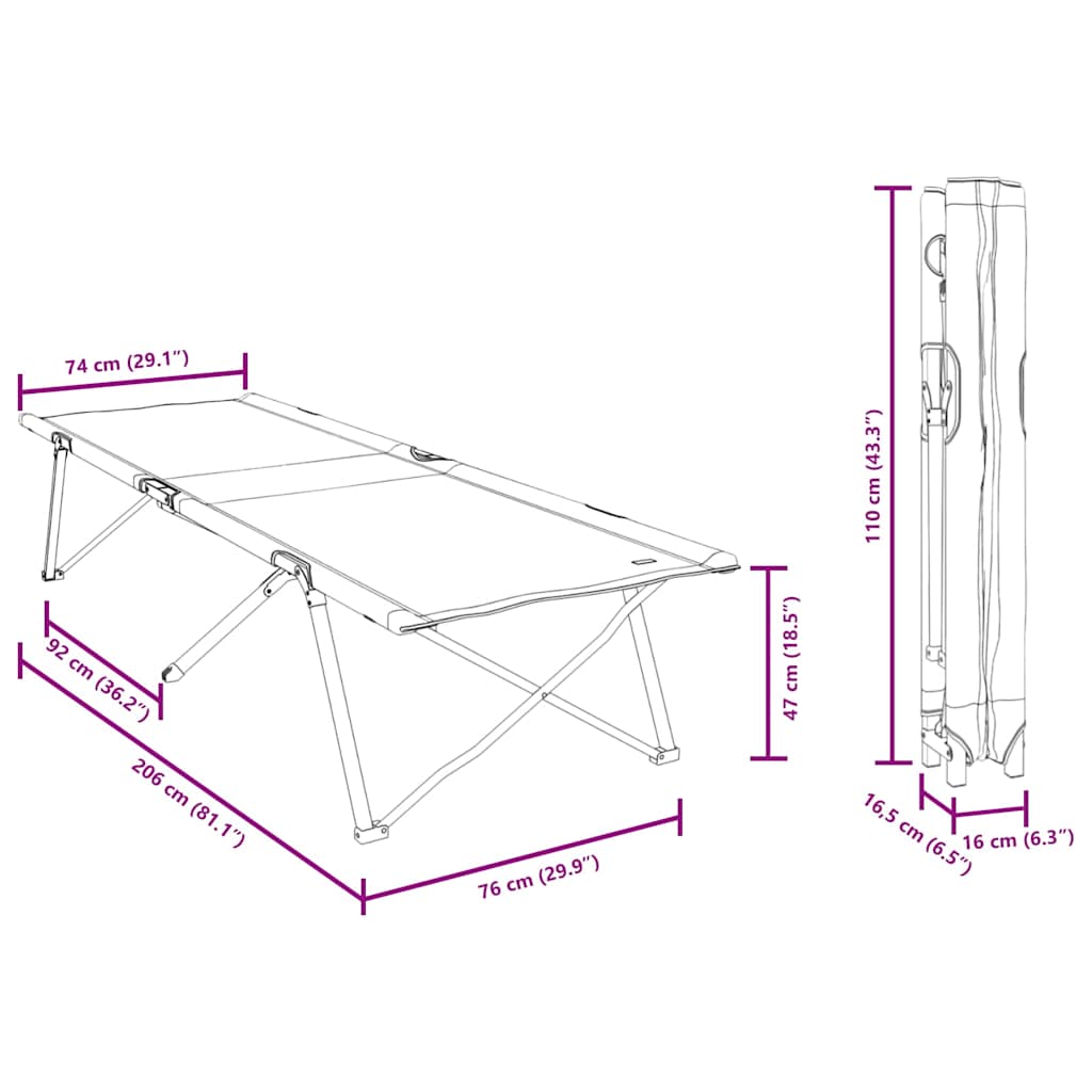 Klapp Schlafbett fürs Camping Rot 206 x 76 x 74 cm Oxford Stoff