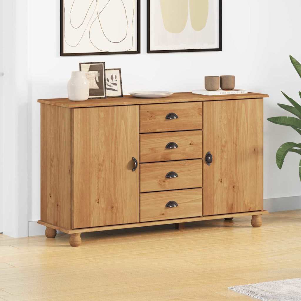 Sideboard ASKIM Braun 133,5 x 40 x 79 cm Massivholz Kiefer