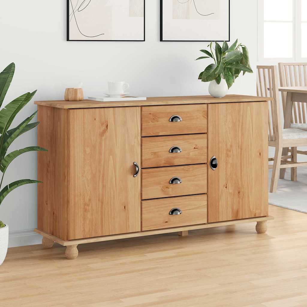 Sideboard ASKIM Braun 133,5 x 40 x 79 cm Massivholz Kiefer