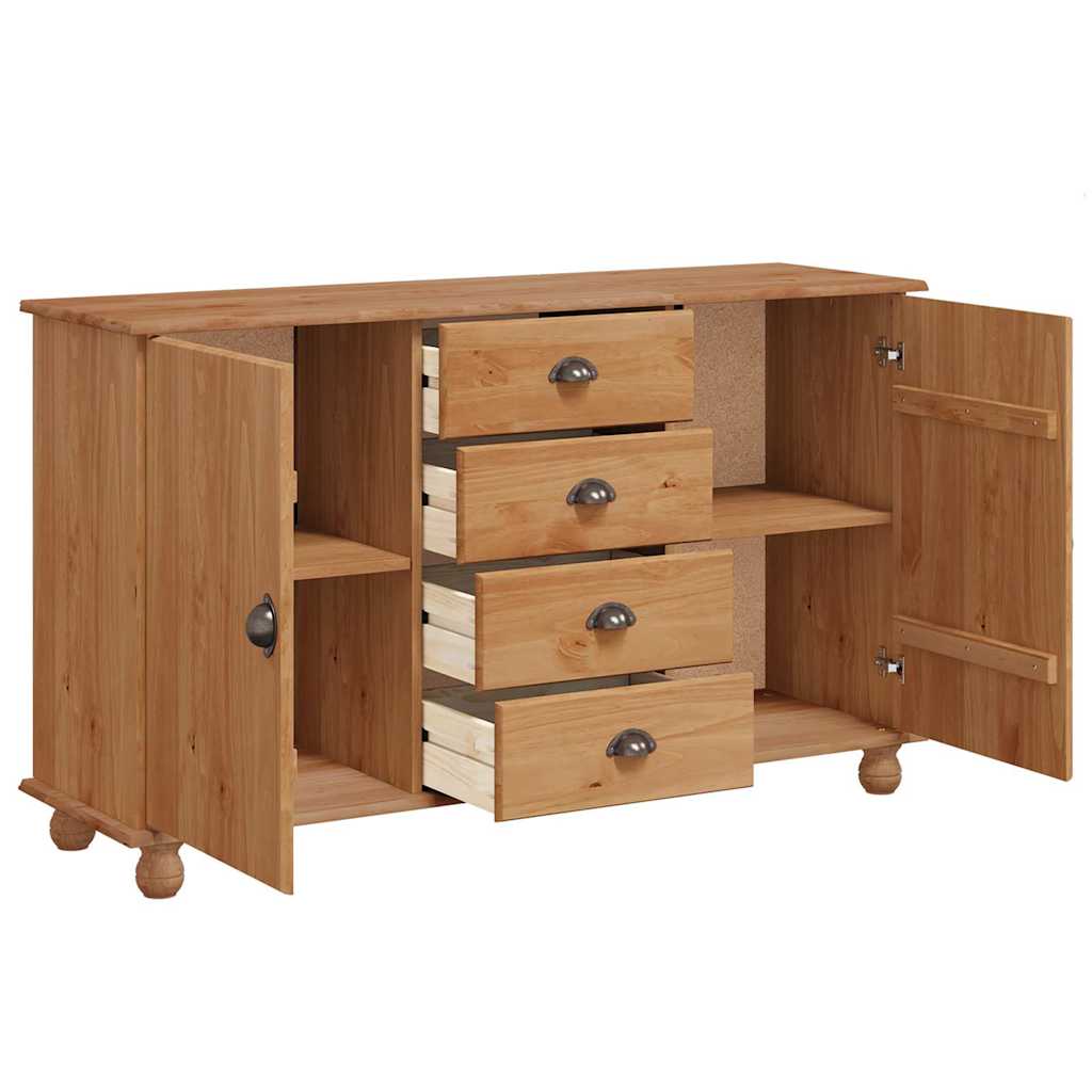 Sideboard ASKIM Braun 133,5 x 40 x 79 cm Massivholz Kiefer