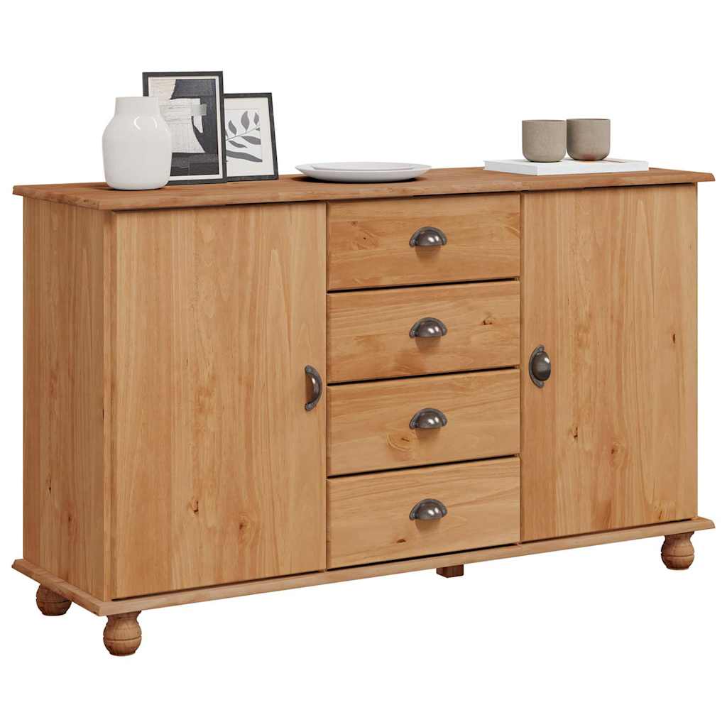 Sideboard ASKIM Braun 133,5 x 40 x 79 cm Massivholz Kiefer